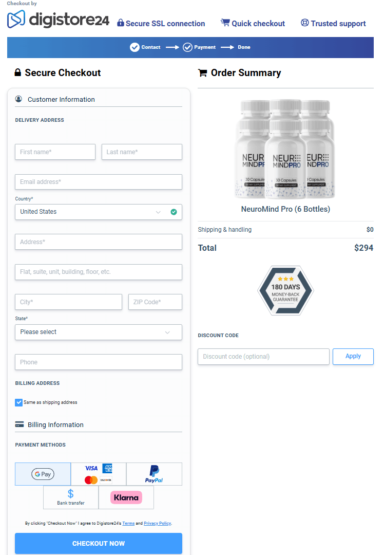 NeuroMind Pro order form